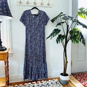 Vintage Fashion Bug Floral Mermaid Boho Maxi Dress